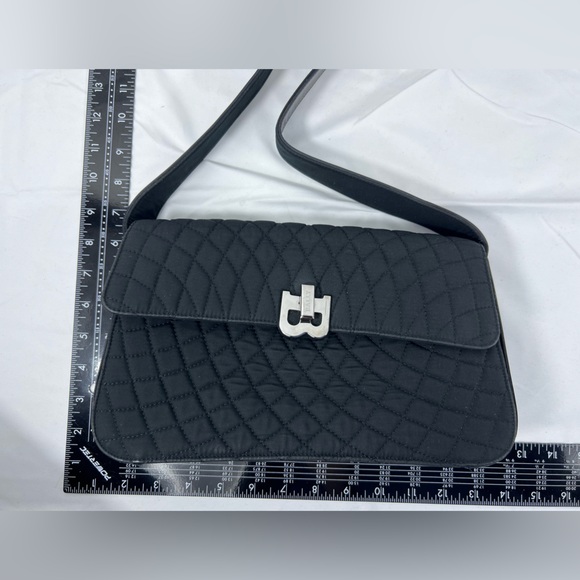 Vintage Bally Black Quilted Nylon & Leather Shoulder Bag Made in Italy - Picture 12 of 14